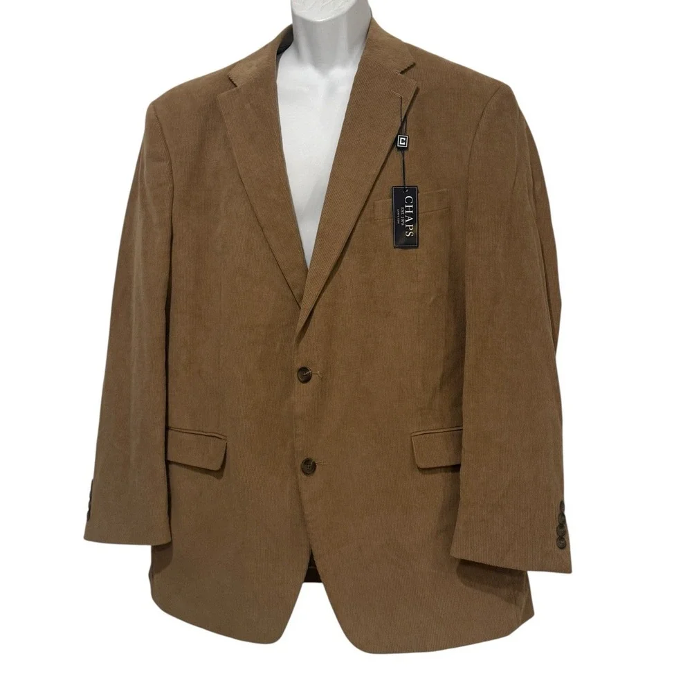 BRAND NEW‎ CHAPS RALPH LAUREN Mens Blazer 46L Tan Corduroy Sport Coat Paisley